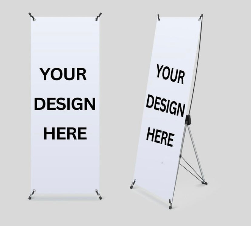 Custom Banner w/Banner stand vertical only