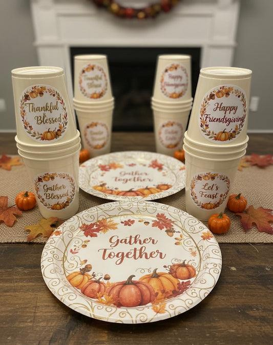 Thanksgiving/Friendsgiving Custom plates and cups